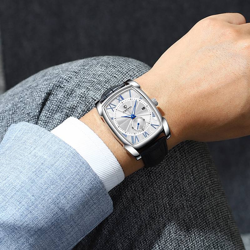 Päivämääränäyttö Kalenteri Business Style Miesten Kello Suorakulmio Dial Quartz Watch