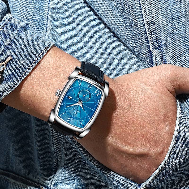 Päivämääränäyttö Kalenteri Business Style Miesten Kello Suorakulmio Dial Quartz Watch