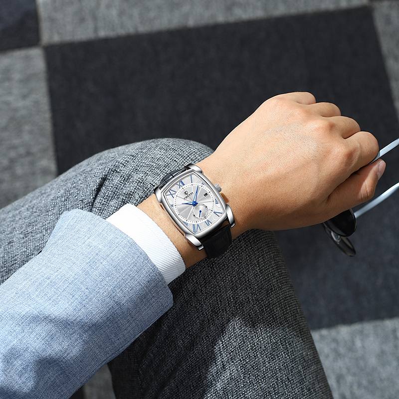 Päivämääränäyttö Kalenteri Business Style Miesten Kello Suorakulmio Dial Quartz Watch