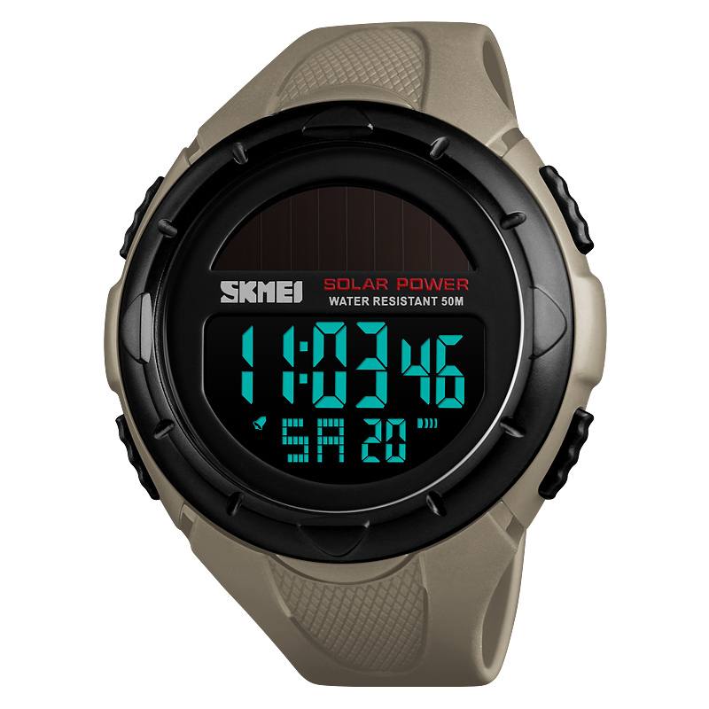 Solar Power Digital Watch Sekuntikello Valoisa Näyttö Hälytyskalenteri Outdoor Sport Watch