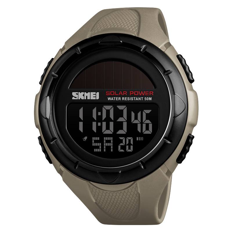 Solar Power Digital Watch Sekuntikello Valoisa Näyttö Hälytyskalenteri Outdoor Sport Watch