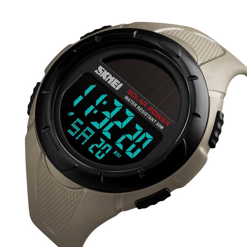 Solar Power Digital Watch Sekuntikello Valoisa Näyttö Hälytyskalenteri Outdoor Sport Watch