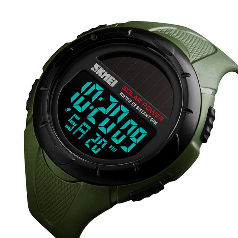 Solar Power Digital Watch Sekuntikello Valoisa Näyttö Hälytyskalenteri Outdoor Sport Watch