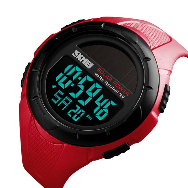 Solar Power Digital Watch Sekuntikello Valoisa Näyttö Hälytyskalenteri Outdoor Sport Watch