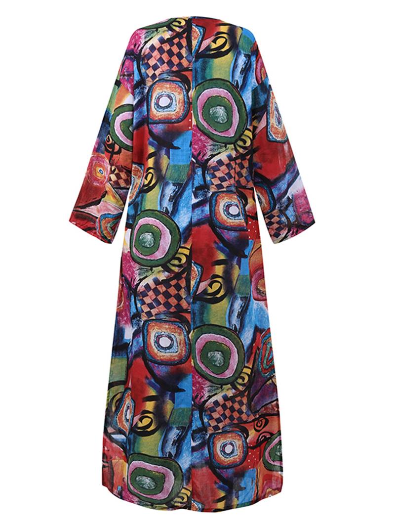 Naisten Etninen Abstrakti Painatusti Pitkähihainen Bohemian Maxi-mekko