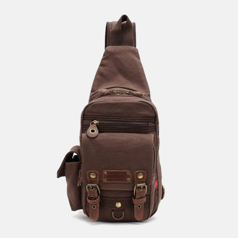 Miesten Aidosta Nahasta Ja Kankaasta Valmistettu Matkalaukku Ulkokäyttöön Henkilökohtainen Crossbody-laukku Rintalaukku
