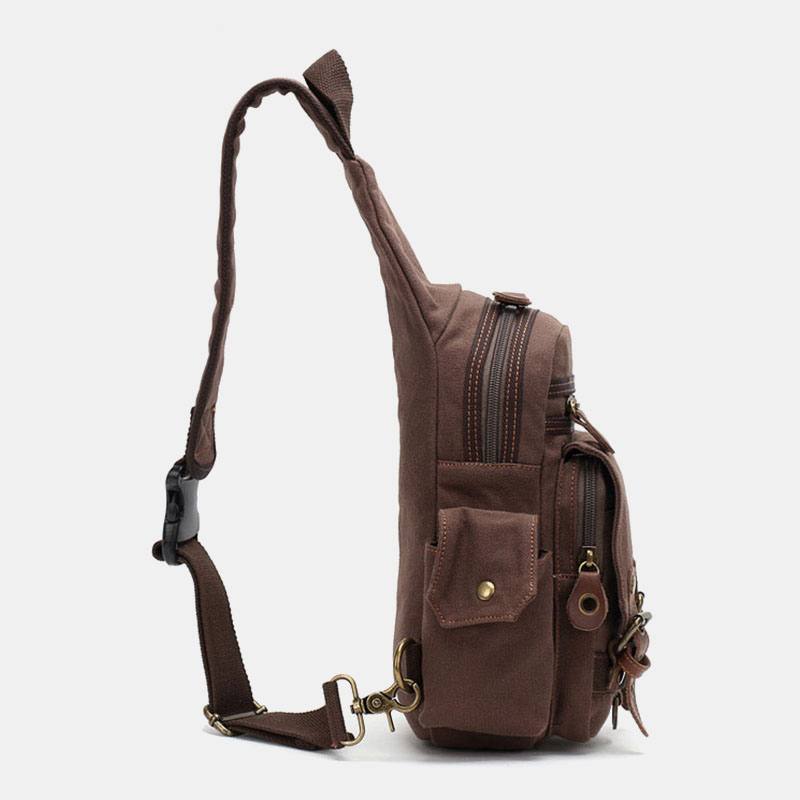 Miesten Aidosta Nahasta Ja Kankaasta Valmistettu Matkalaukku Ulkokäyttöön Henkilökohtainen Crossbody-laukku Rintalaukku