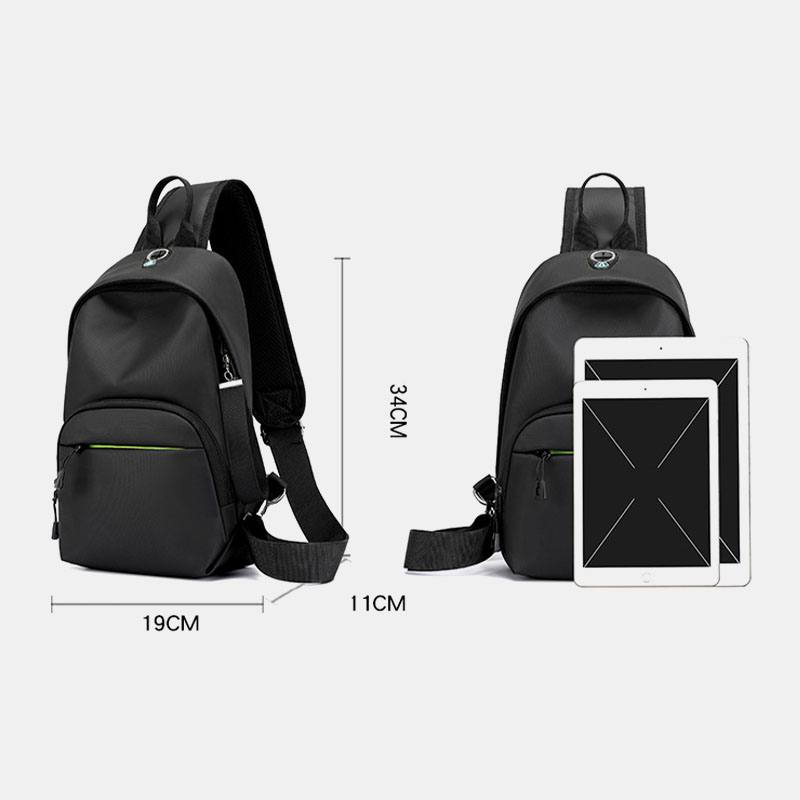 Miesten Nailoninen Kuulokeaukko Vedenpitävä Ulkokäyttöinen Crossbody Laukku Rintalaukku Sling Bag