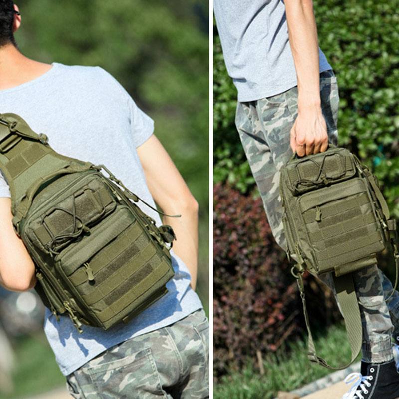Miesten Nailonnaamiointi Suuri Kapasiteetti Multi-carry Tactical Travel Outdoor Rintalaukku Olkalaukku