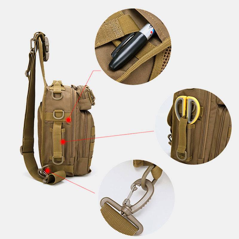 Miesten Nailonnaamiointi Suuri Kapasiteetti Multi-carry Tactical Travel Outdoor Rintalaukku Olkalaukku