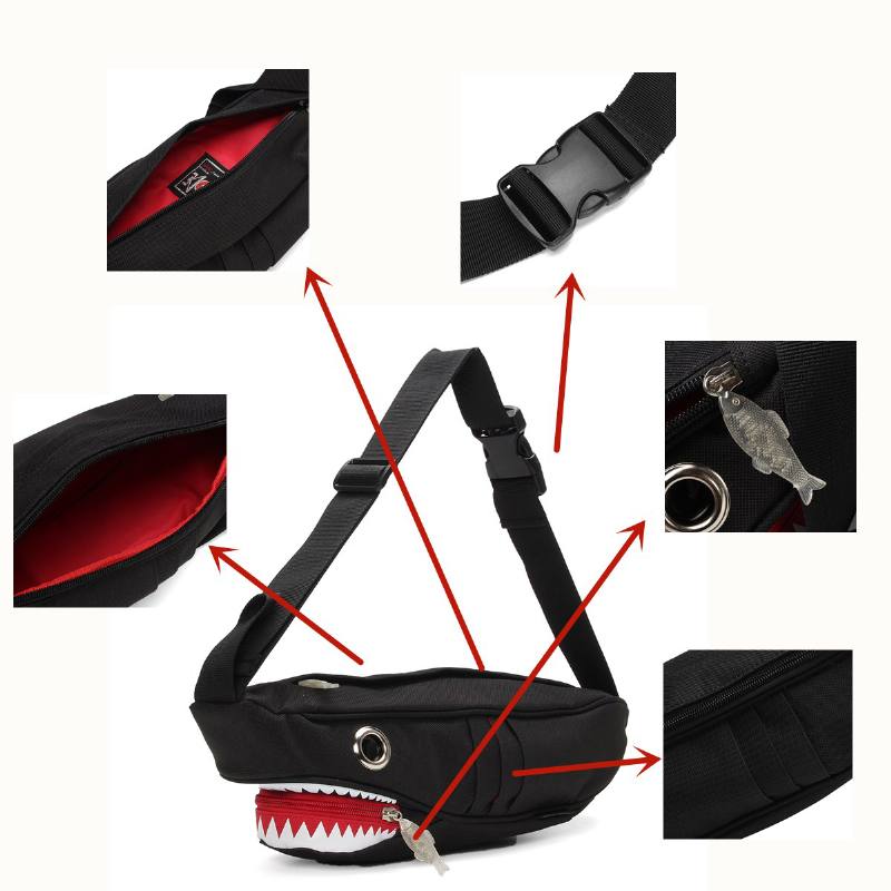 Unisex-kankainen Hain Muotoinen Monitaskuinen Rintalaukku Sarjakuva Rento Superpehmeä Suuri Kapasiteetti Monitoiminen Messenger Crossbody Laukut Olkalaukku