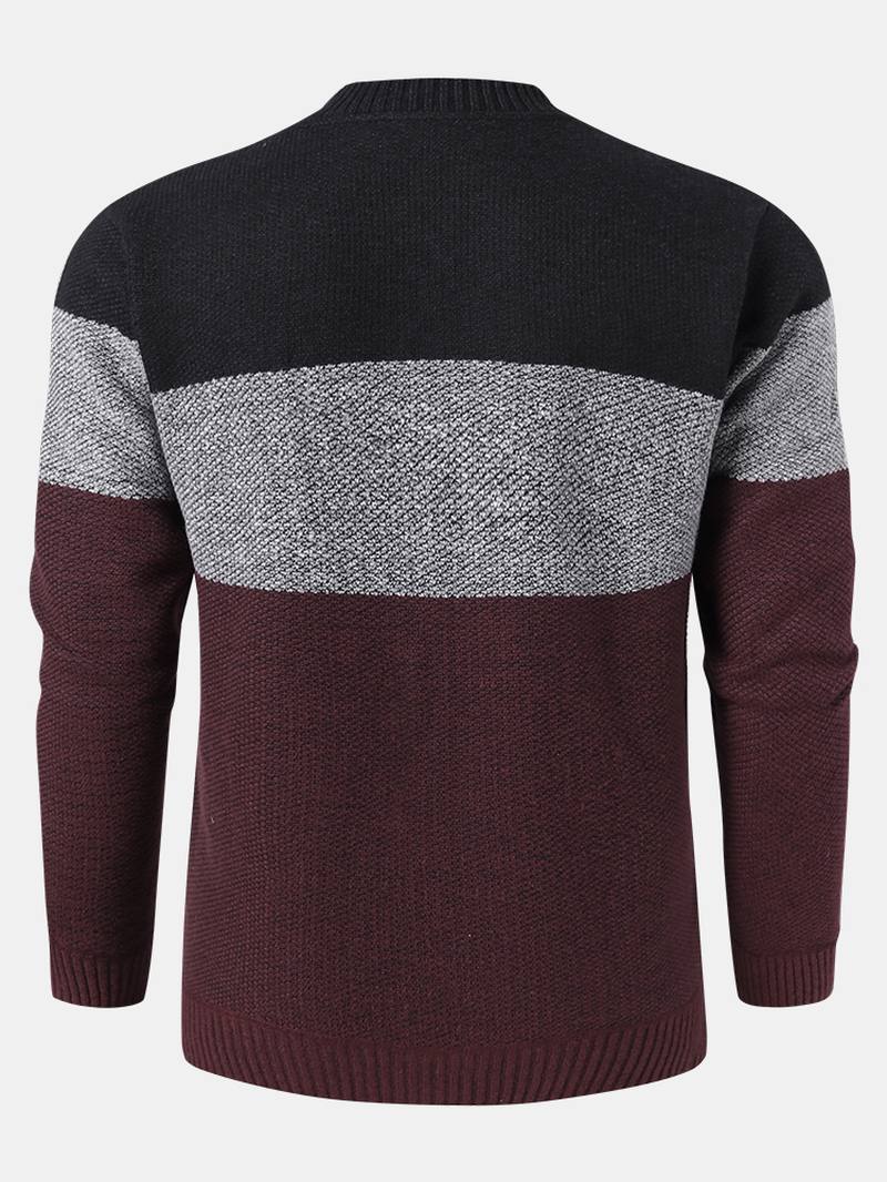 Miesten Colorblock-neulotut Vetoketjulliset Baseball-neuletakit