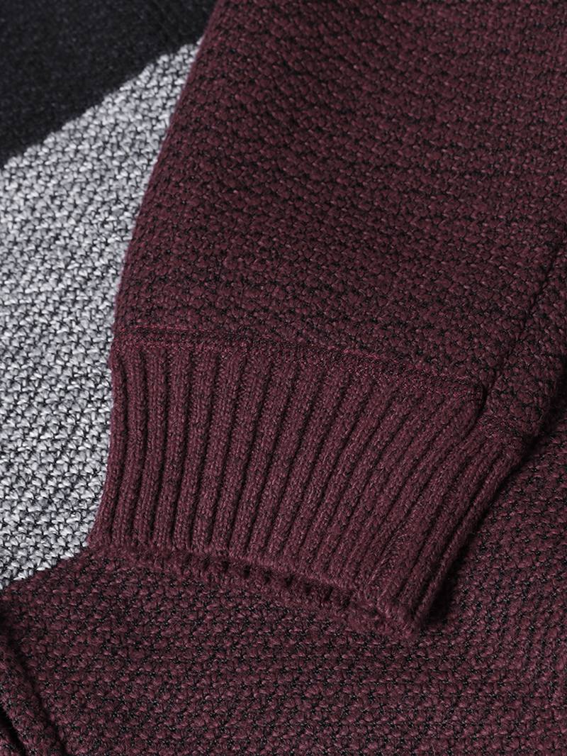 Miesten Colorblock-neulotut Vetoketjulliset Baseball-neuletakit