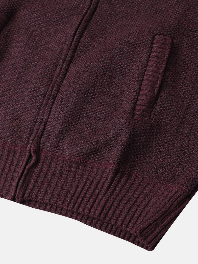 Miesten Colorblock-neulotut Vetoketjulliset Baseball-neuletakit