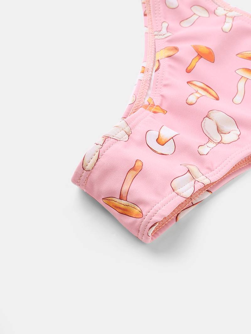Kasvikset Sienipainatusti V-kaula-aukkoinen Rento Matalavyötäröinen Bikinisetti