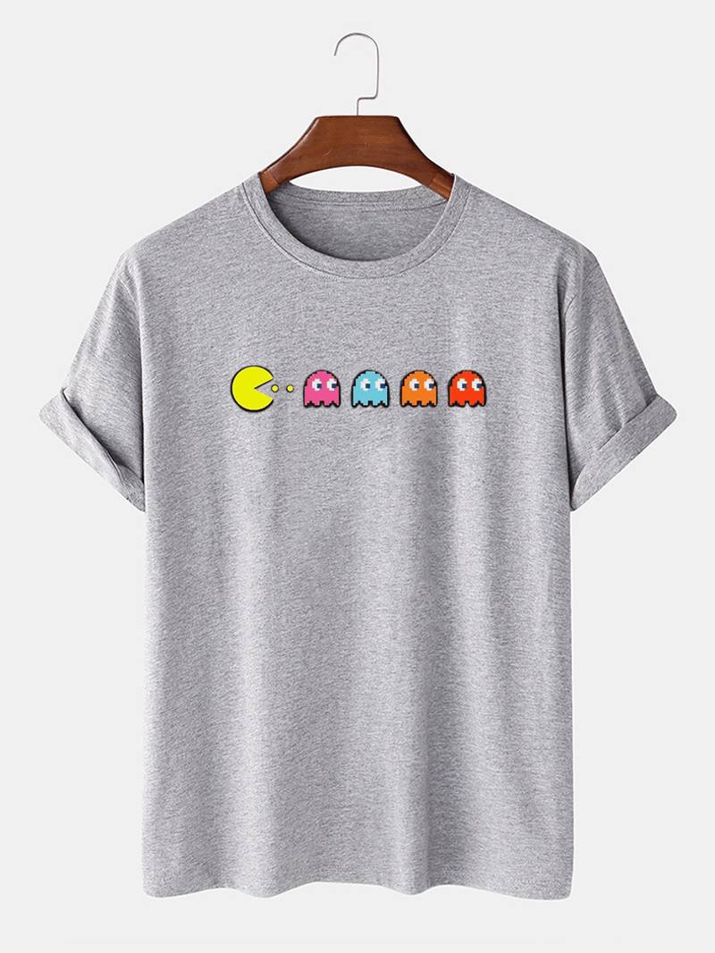 100% Puuvillaa Funny Game Painatus Pyöreä Pääntie Löysät Lyhythihaiset T-paidat