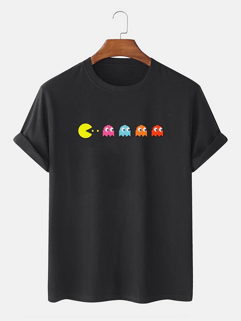 100% Puuvillaa Funny Game Painatus Pyöreä Pääntie Löysät Lyhythihaiset T-paidat