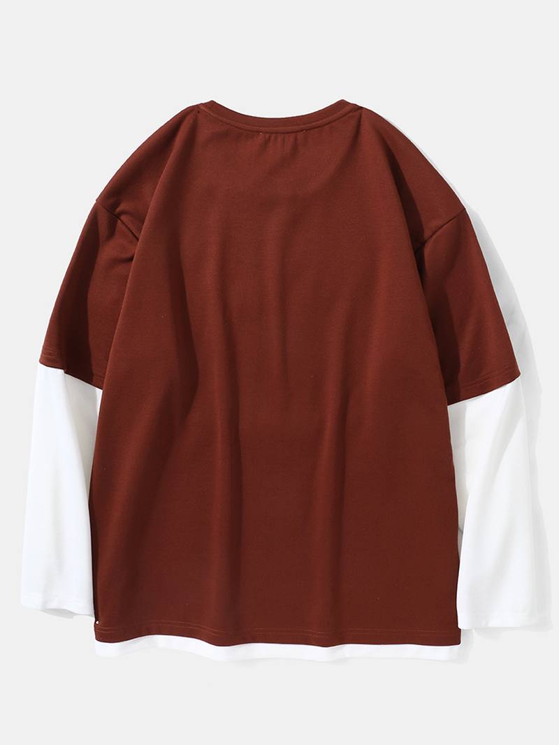 Miesten Teddy Bear Painatus Letter Fakes Two Drop Shoulder T-paidat