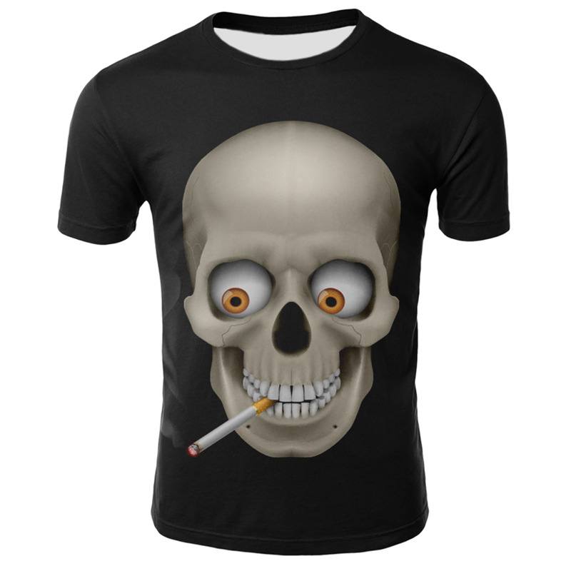 Smoking Skull 3d Digital Painatus T-paita