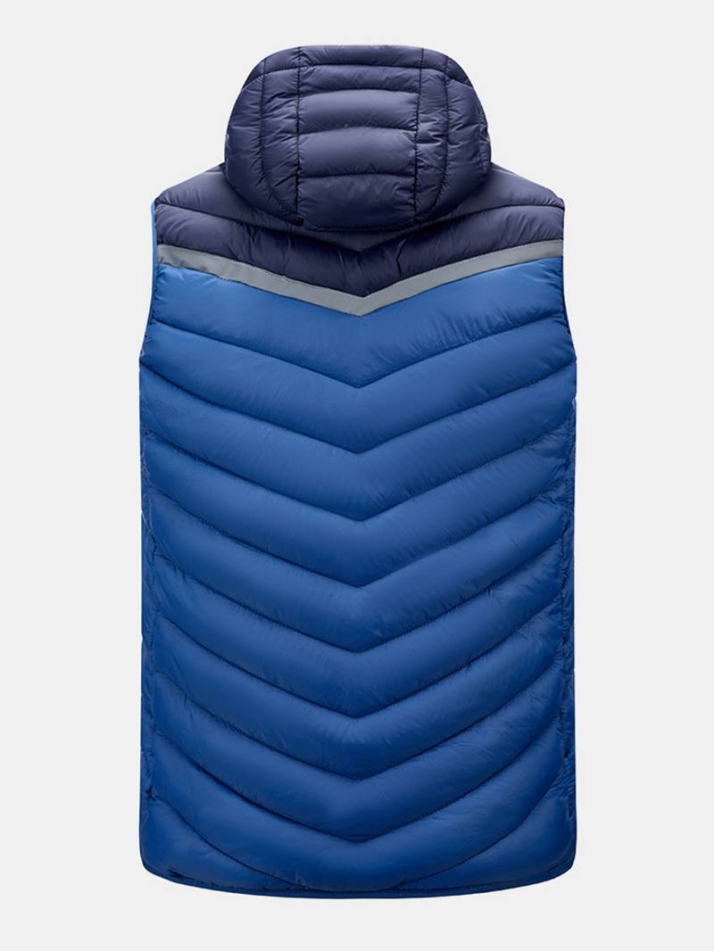 Miesten Patchwork Vetoketjulliset Tikatut Rennot Topatut Hupulliset Liivit Taskulla