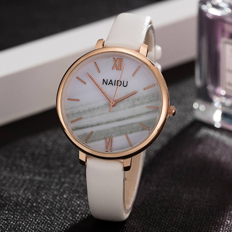 Muoti Elegant Design Roomalainen Numero Pu-nahkahihna Naisten Rannekellot Kvartsikello