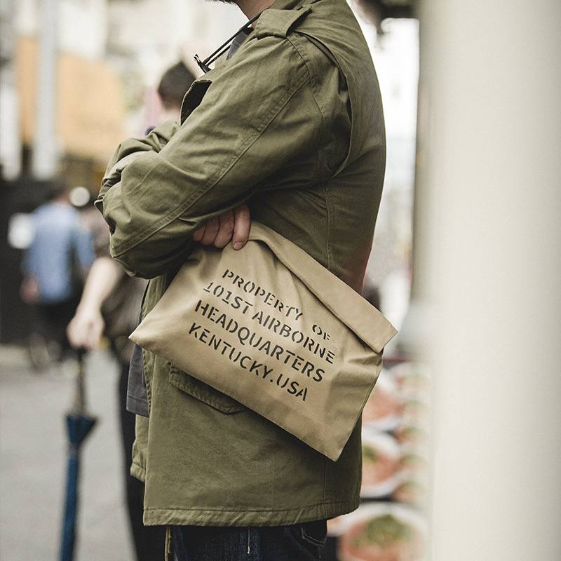 Miesten Vintage Öljyvaha Kangas Kirjekuvio Iso Tilavuus Roiskesuojattu Asiakirjalaukku Kytkinlaukku