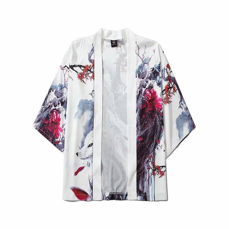 Lähde Japanilainen Ukiyo-e Road Robe Kimono Kolmineljänneshihainen Löysä Napistaamaton Trendikäs Viittapaita Takki
