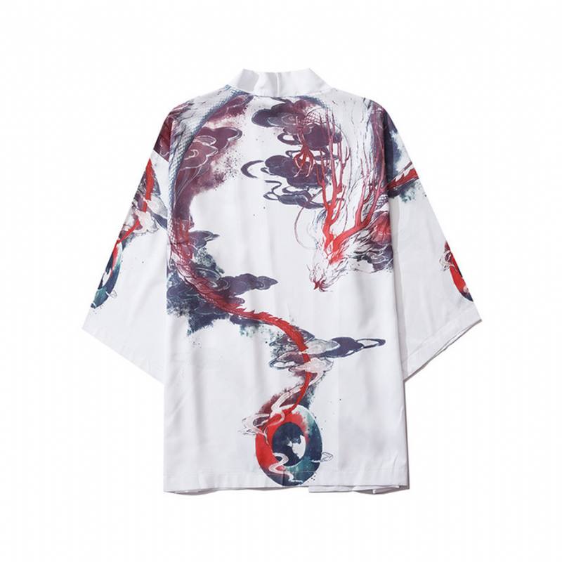 Lähde Japanilainen Ukiyo-e Road Robe Kimono Kolmineljänneshihainen Löysä Napistaamaton Trendikäs Viittapaita Takki