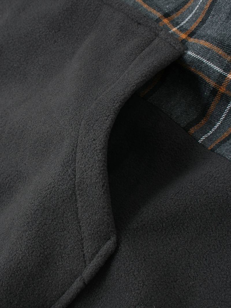 Miesten Puuvillapatchwork Tartan Check Pitkähihaiset Rento Hupparit Joissa On Kengurutasku