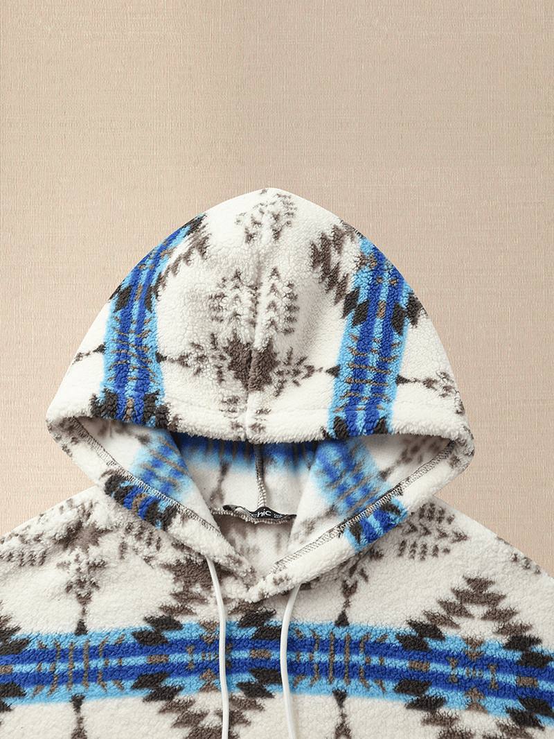 Naisten Tribal Pattern Patchwork Kiristysnyöri Rento Kotivaatteet Lammas Löysä Huppari