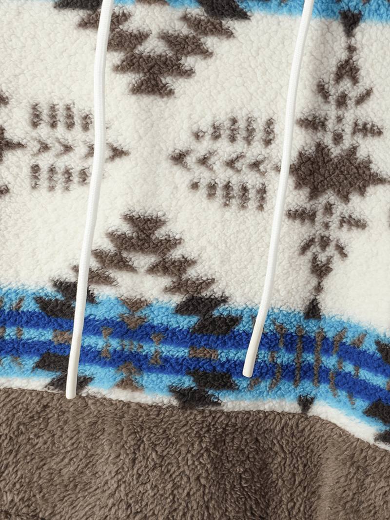 Naisten Tribal Pattern Patchwork Kiristysnyöri Rento Kotivaatteet Lammas Löysä Huppari