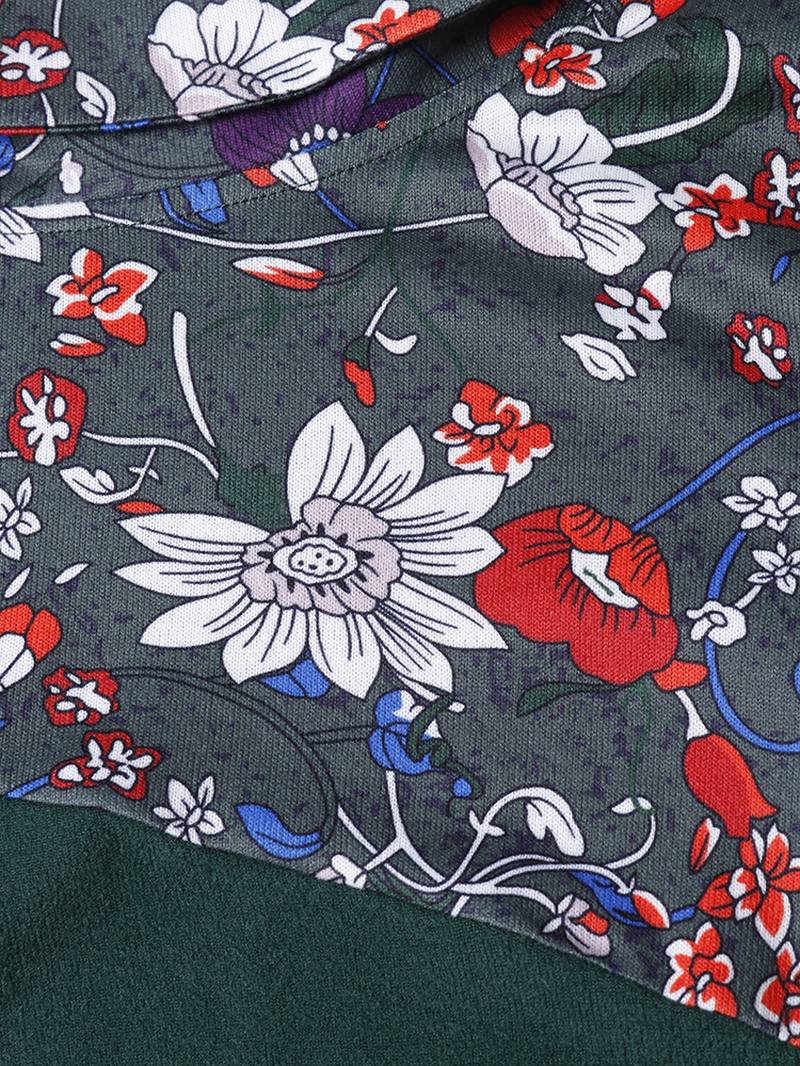 Naisten Vintage Kukkapainatusti Patchwork Villapaita Pitkähihaiset Villapaidat