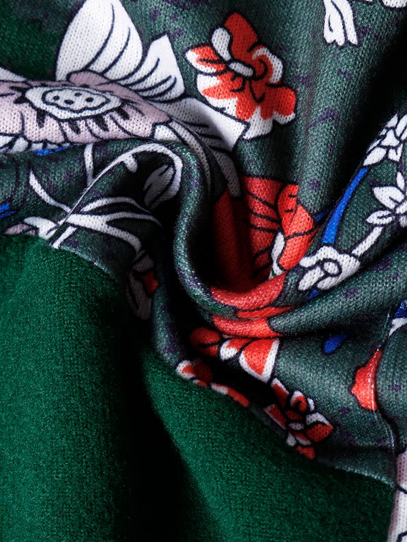 Naisten Vintage Kukkapainatusti Patchwork Villapaita Pitkähihaiset Villapaidat