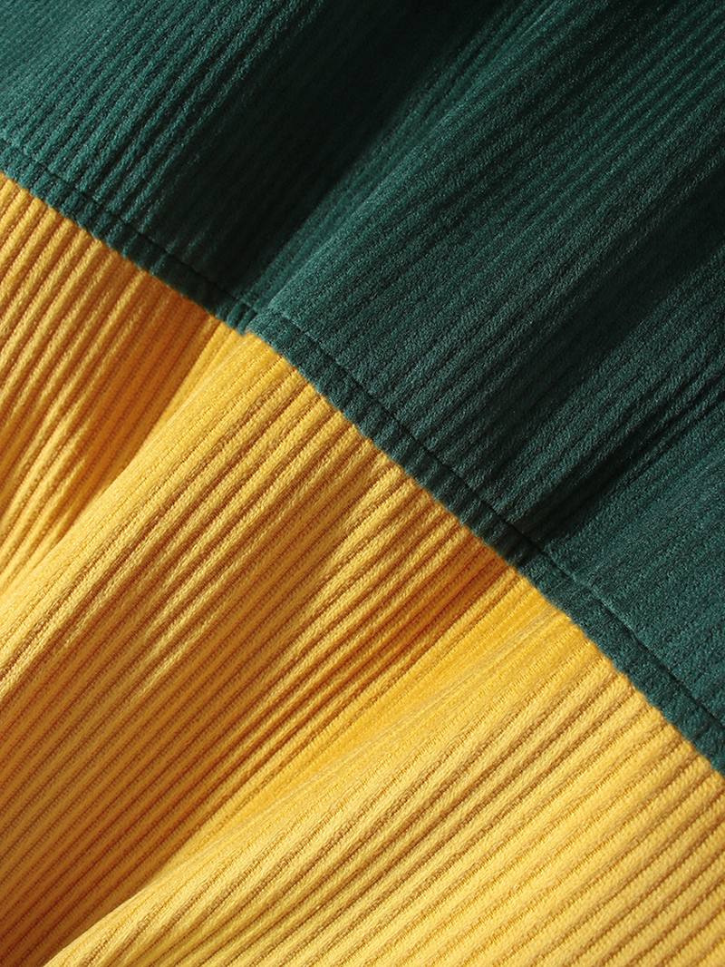 Miesten Vintage Colorblock Vakosametti Tikkaus Hupullinen Takki