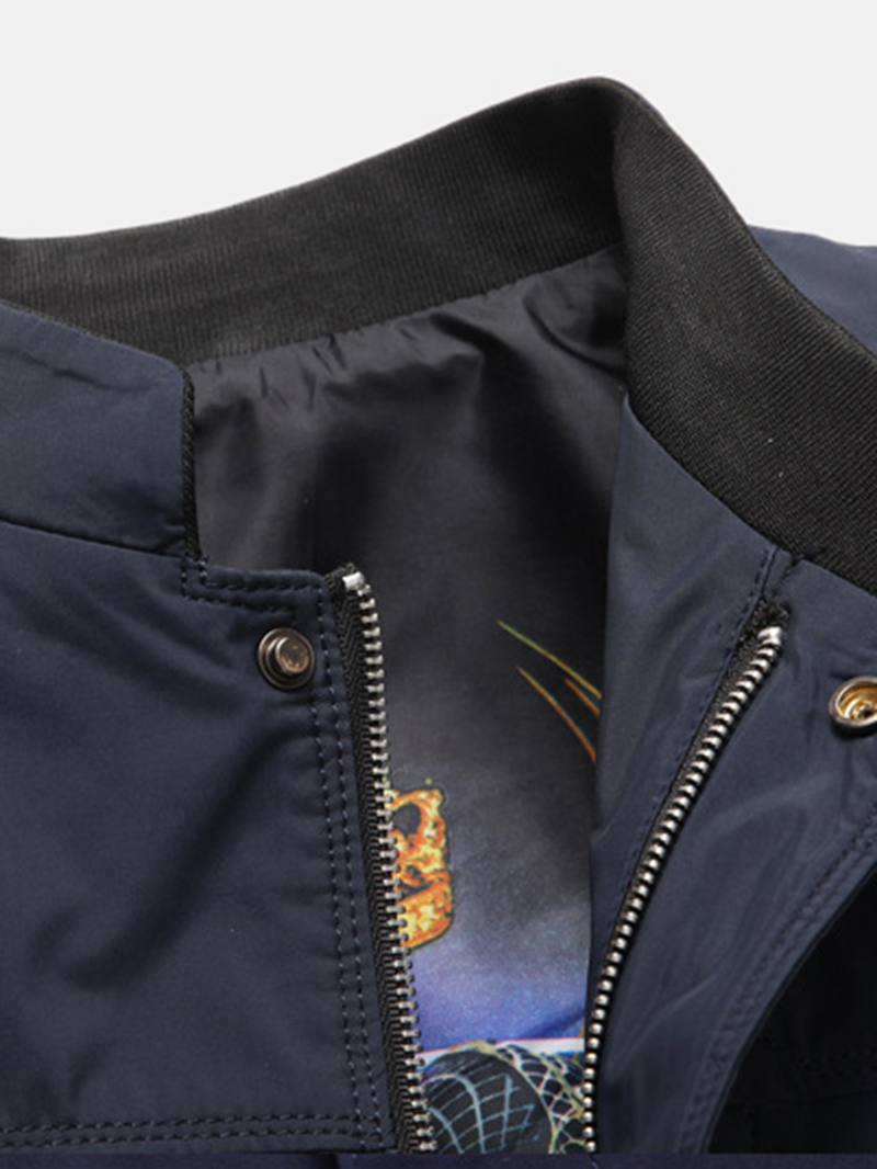 Miesten Yksivärinen Stand Collar Pocket Classic Takki