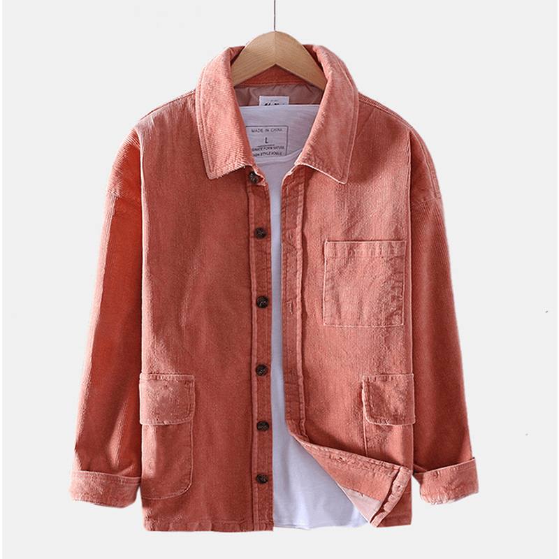 Miesten Vakosametti Vintage Multi Pockets Pitkähihainen Takki