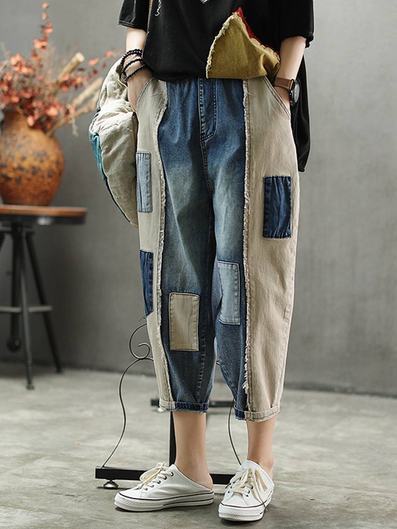 Kontrastiväri Patchwork Patch Rento Farkut