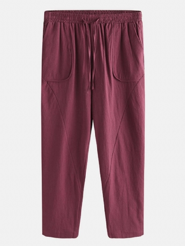 Miesten Puuvillainen Vintage Kiristysnyöri Pure Color Loosr Fit Rento Housut