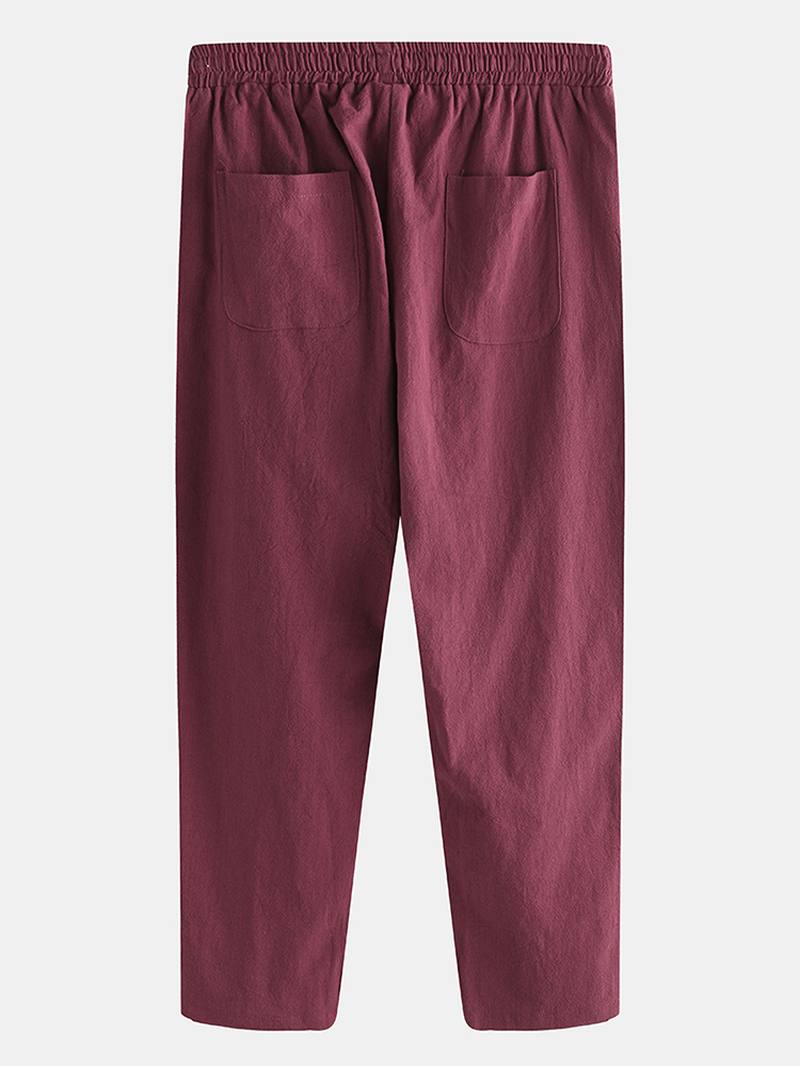 Miesten Puuvillainen Vintage Kiristysnyöri Pure Color Loosr Fit Rento Housut