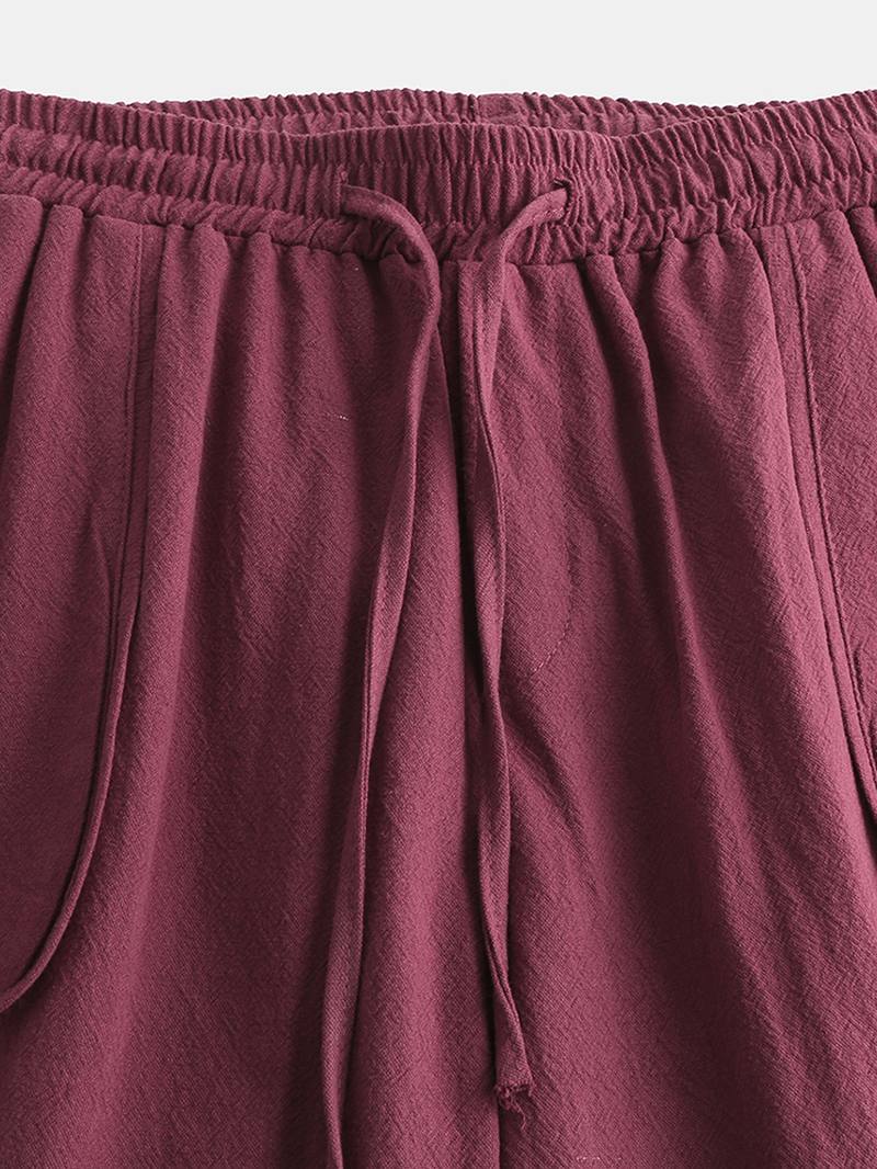 Miesten Puuvillainen Vintage Kiristysnyöri Pure Color Loosr Fit Rento Housut