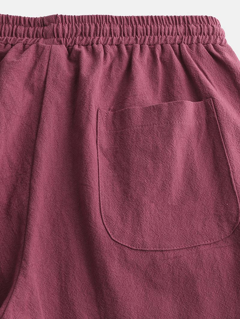 Miesten Puuvillainen Vintage Kiristysnyöri Pure Color Loosr Fit Rento Housut