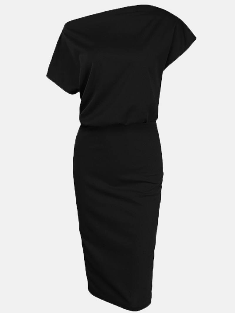 Naisten Yksivärinen Olkapäältä Valmistettu Tyylikäs Bodycon-mekko