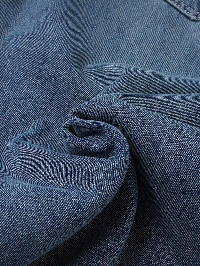 Miesten Thicken Plus Velvet Distressed Rento Löysät Lämpimät Farkut