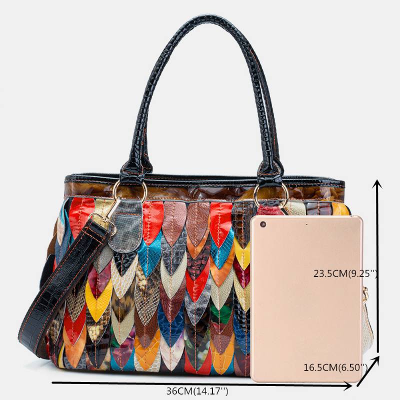 Naisten Aitoa Nahkaa Patchwork Tote Crossbody Bag Käsilaukku