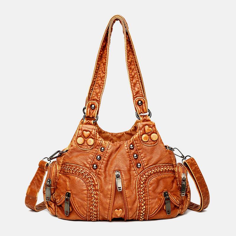 Naisten Pu-nahka Yksivärinen Suuri Kapasiteetti Retro Muoti Tote Käsilaukut Crossbody Laukut