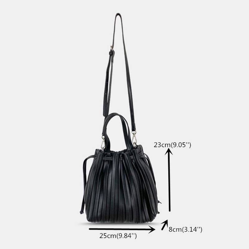 Naisten Pu-nahkainen Kiristysnauha Raita Crossbody Laukku Olkalaukku Käsilaukku Ruched Laukku