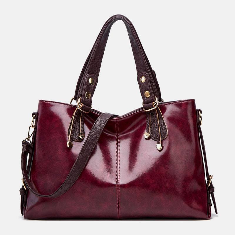 Naisten Tekonahkainen Retro-litsikuvio Suuri Tilavuus Käsilaukku Olkalaukku Crossbody Laukku Tote