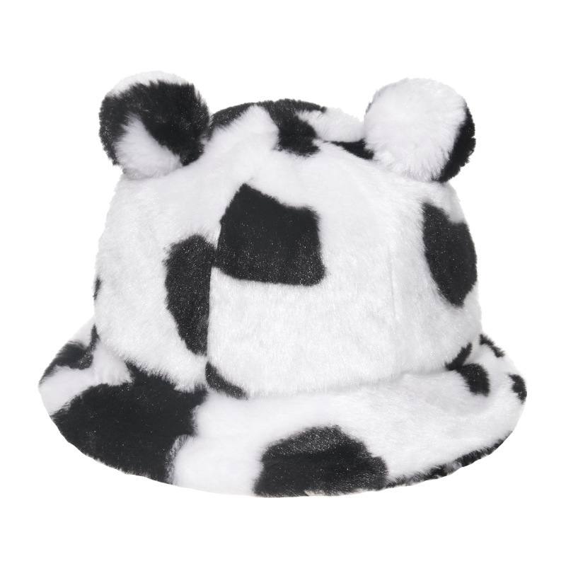 Leopardikuvioinen Bear Ear Ball Pehmo Kalastajahattu