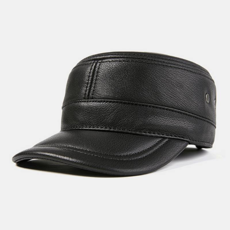 Miesten Aidosta Nahasta Valmistetut Kuulonsuojaimet Pitää Lämpimänä Ulkona Talvi Vankka Retro Sotilaallinen Hattu Tasainen Hattu Huipulla Hattu