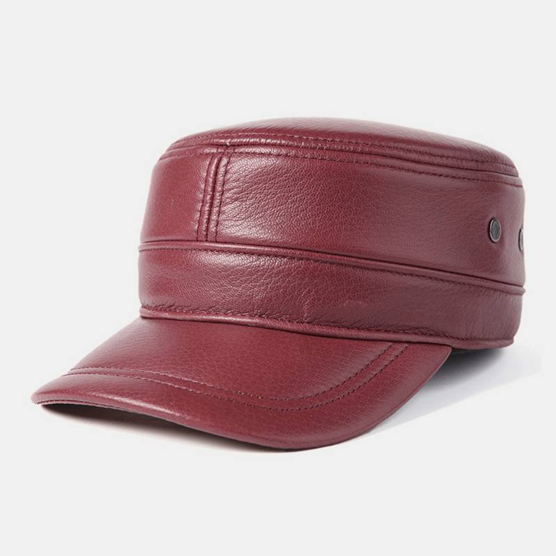 Miesten Aidosta Nahasta Valmistetut Kuulonsuojaimet Pitää Lämpimänä Ulkona Talvi Vankka Retro Sotilaallinen Hattu Tasainen Hattu Huipulla Hattu